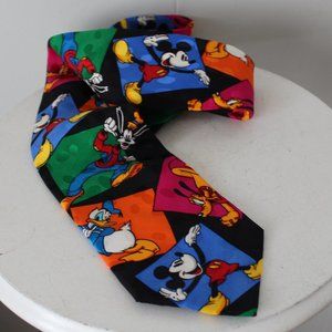 Mickey Inc. Colorful Handmade Silk Necktie Mickey Donald Goffey Pluto